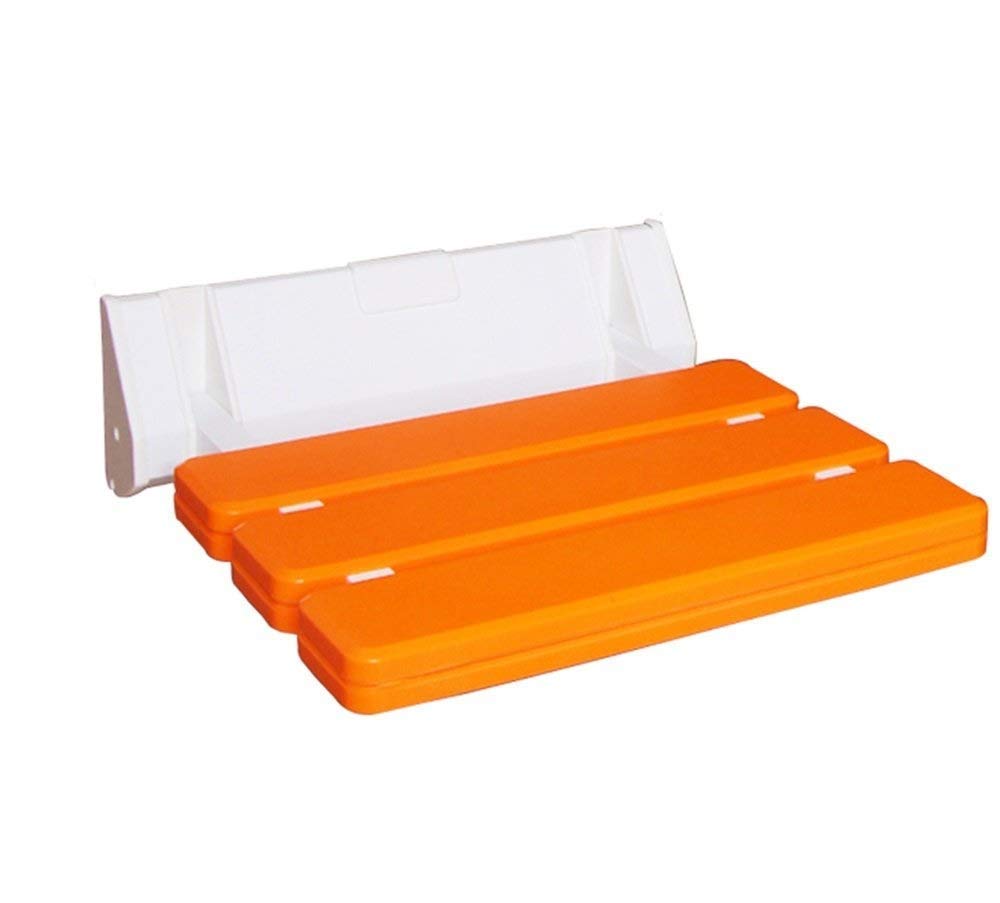 **ZKS-KS Solid Wood Folding Shower Stool – Anti-Slip Bathroom Stool, Wall-Mounted Shoe Changing Bench & Aisle Seat – Perfect for Bathing, Showering & Dressing (Orange)**