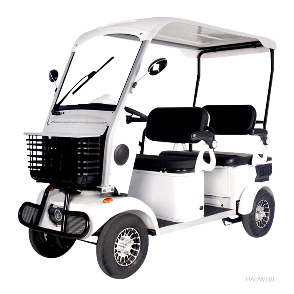4-Passenger Electric Golf Cart & Scooter - Long Battery Life Mobility Scooter with Triple Storage | Ideal for Seniors, Adults & School Campuses | Perfect for Golf Courses, Retirement Communities & Campus Transportation