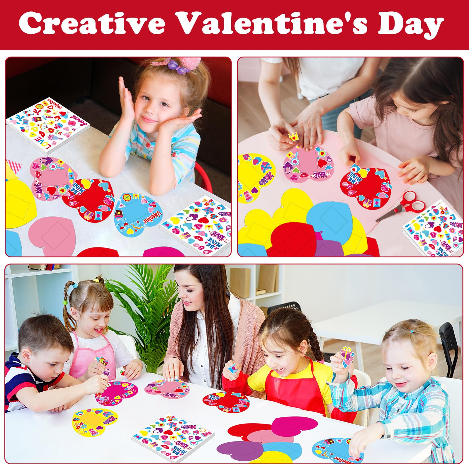 36 Sets Valentine's Day Craft Kit for Kids - DIY Heart Picture Frame, Valentine Photo Frame Arts & Crafts Kit for Home, Classroom, Kindergarten Party, Art Activity - Perfect for Gifts & School Projects