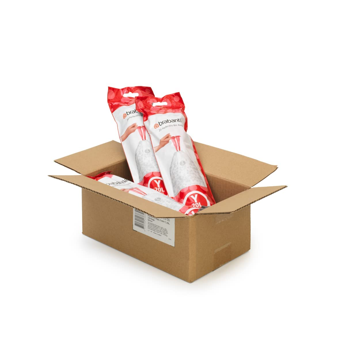 Brabantia PerfectFit Trash Bags - 5.3 Gallon Drawstring Trash Can Liners (120 Count) - Heavy Duty Kitchen Garbage Bags for Home, Office & Outdoor Use