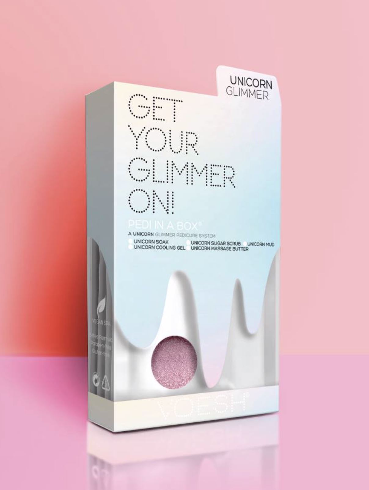 Voesh Spa Pedi in a Box - Unicorn Peach Glimmer At-Home Pedicure Kit for Soft Feet | Perfect for Self-Care, Gifts & Relaxation
