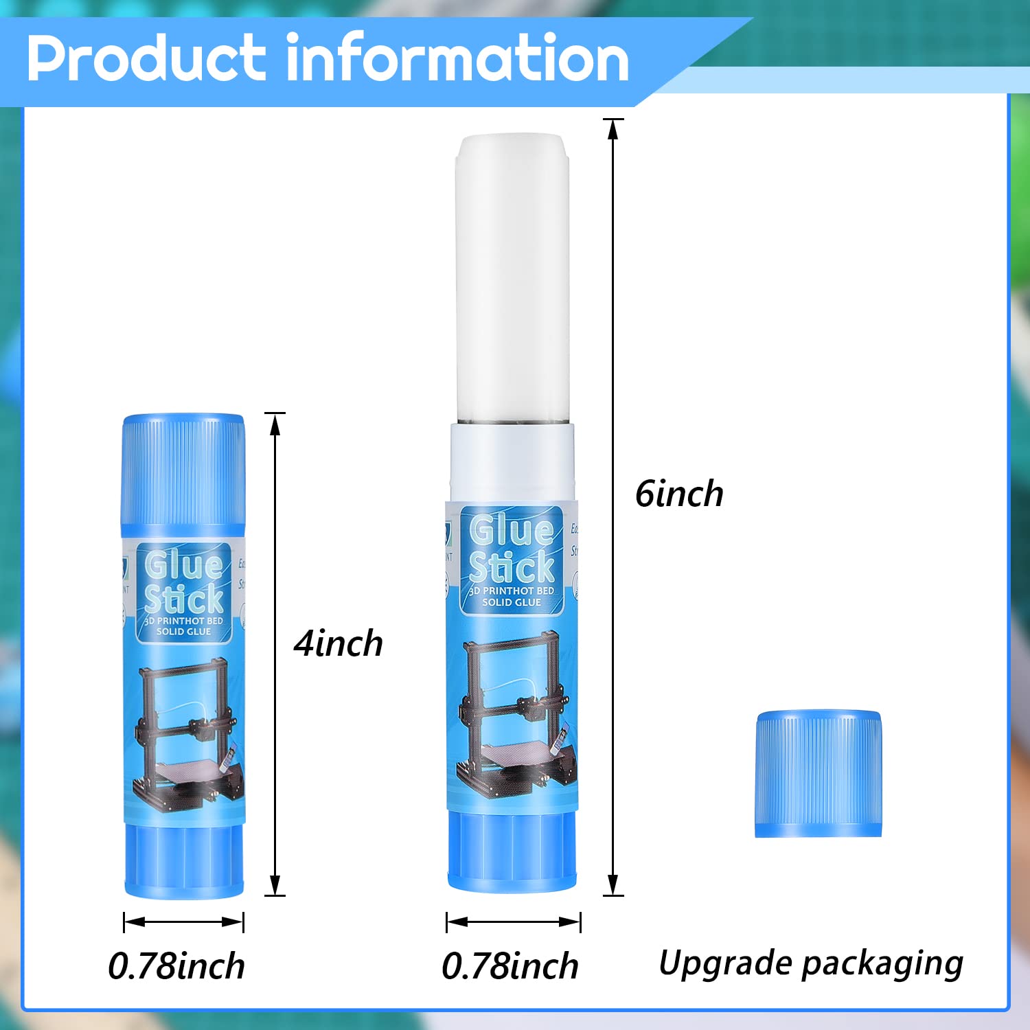 Outus 3D Printer Glue Sticks - 6 Pack PVP Solid Adhesive for 3D Printing Bed - Perfect for Removing Prints & Improving First Layer Adhesion - Ideal for PLA, ABS, PETG Filaments in Home & Office 3D Printing