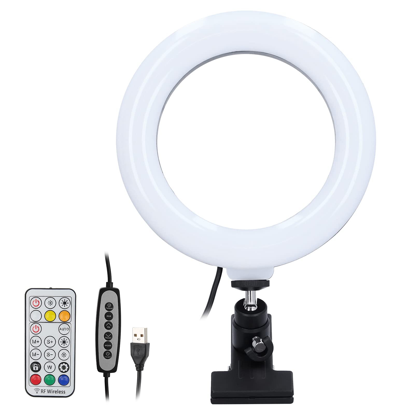 16cm LED USB Ring Light with Adjustable Clamp - RGB Color Changing for Selfie, Live Makeup, Video Broadcasting - Perfect for YouTube, TikTok & Home Studio Lighting