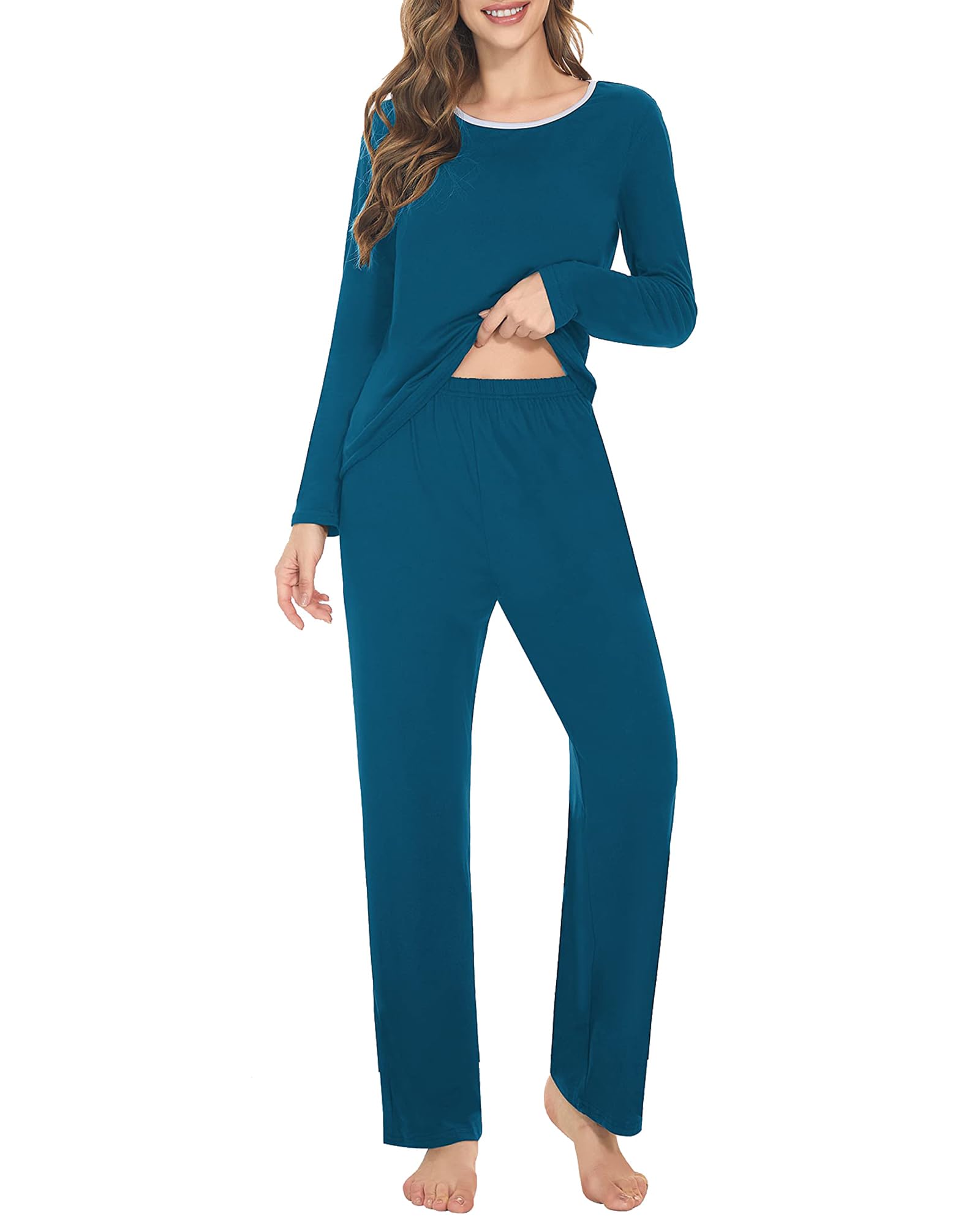 Urvicor Women's Long Sleeve Pajama Sets - Soft Lounge Sleepwear with Pockets - Cozy Pjs for Relaxing at Home, Sleeping & Lounging