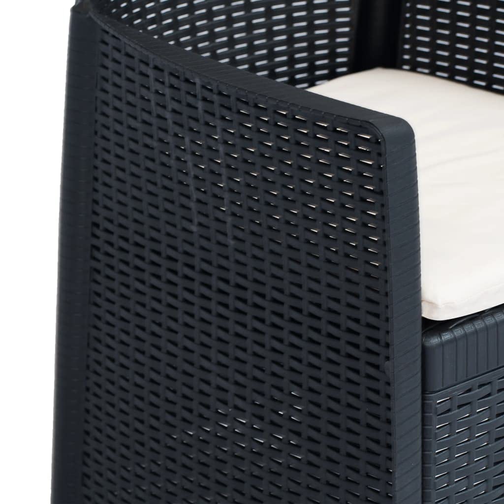 CHARMMA 2-Piece Patio Chair Set with Cushions - Anthracite Plastic Rattan Look Outdoor Furniture (6KG) - Perfect for Garden, Poolside, and Backyard Relaxation