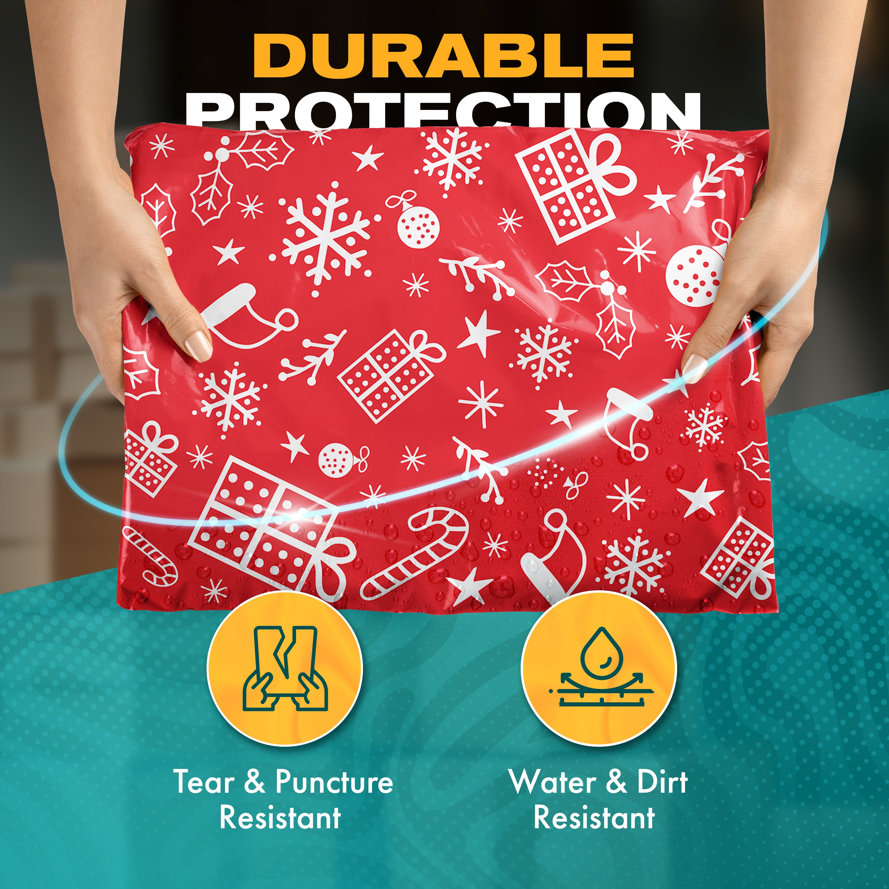 10 x 13 Inch Christmas Holiday Poly Mailer Envelopes - 2 Mil Thick Red Gift Packaging Bags (Pack of 10) | Perfect for Holiday Shipping, Ecommerce Packaging & Gift Wrapping