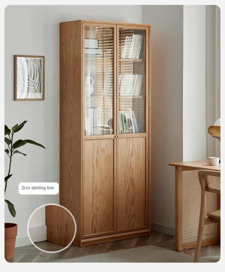 Oak Solid Wood Floor Standing Bookcase - Adjustable Whole Wall Bookshelf for Living Room, Office & Library | Free Combination Design for Custom Storage