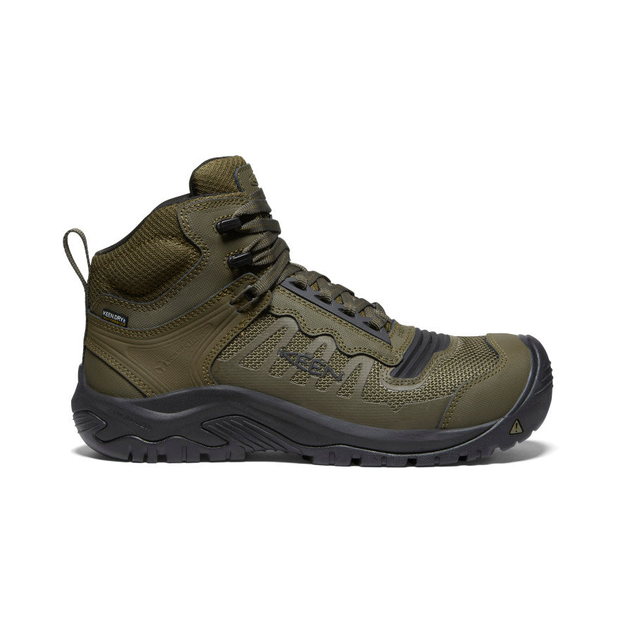 Men's Reno Mid Waterproof Hiking Boots with Carbon Toe - Dark Olive/Black | Outdoor Trekking & Winter Adventure Footwear