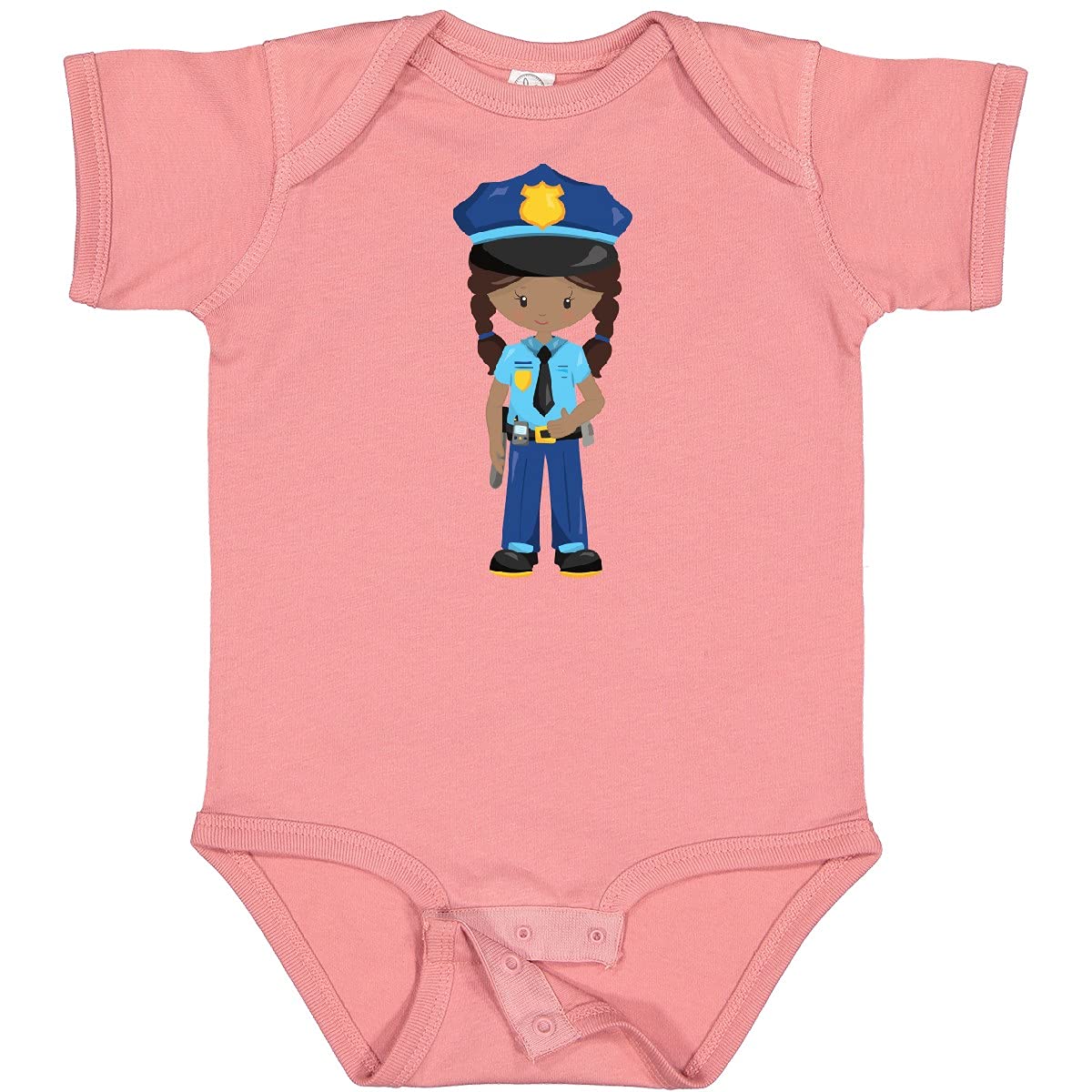 Inktastic African American Girl Police Officer Baby Bodysuit - Cute Infant Onesie for Law Enforcement Support & Family Outfits