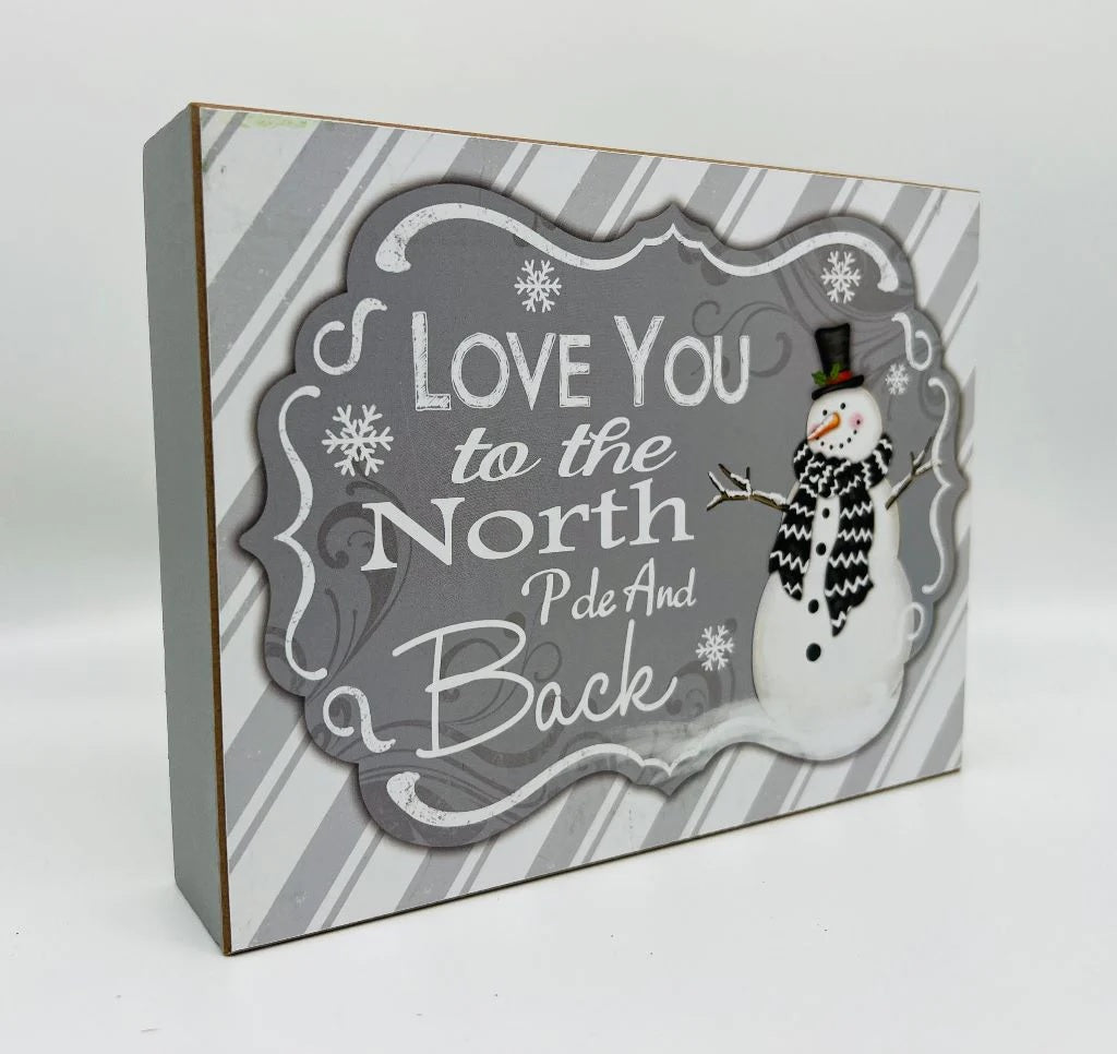 7.8 Inch Holiday Snowman Wood Block Sign - Rustic Christmas Home Decor for Mantel, Tabletop, and Seasonal Display