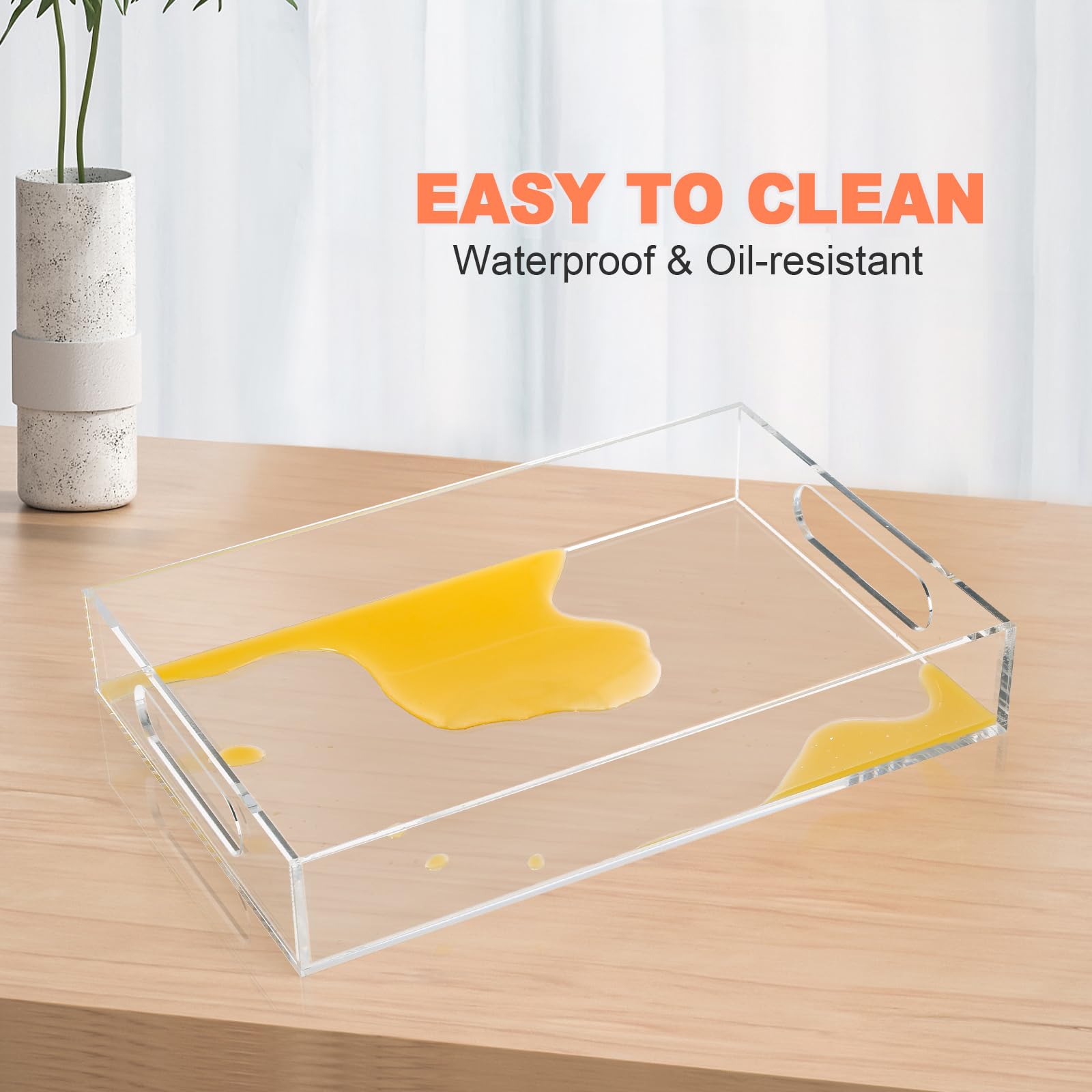 MYFULLY Clear Acrylic Serving Tray with Handles - 8