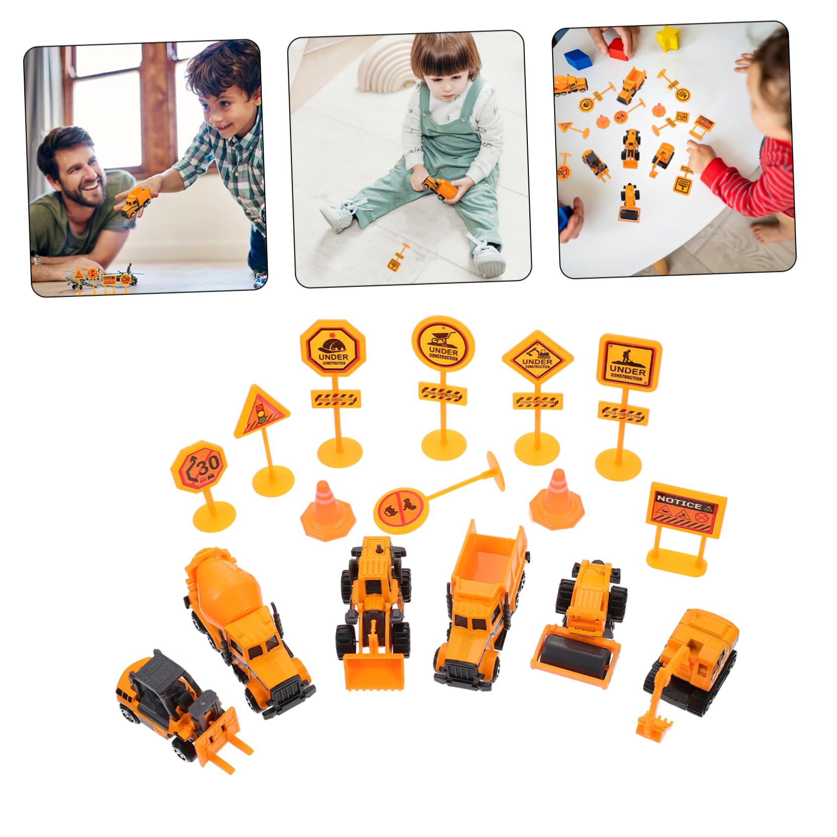 VICASKY 8-Piece Construction Vehicle Toy Set - Engineering Truck Toys, Plastic Building Car Toys for Kids - Perfect for Pretend Play, Construction Themed Parties & Early Learning Development