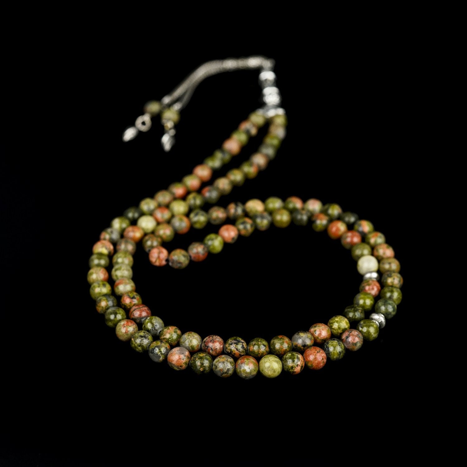 Premium Unakite Stone Muslim Prayer Beads (Tasbeeh) - Handmade Islamic Rosary for Meditation, Zikr & Daily Worship - Perfect for Home, Travel & Gift Giving