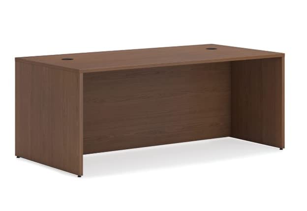HON Mod Desk Shell 72 Inch Wide Sepia Walnut Finish - Modern Home Office Desk for Work & Study | Perfect for Small Spaces & Remote Work