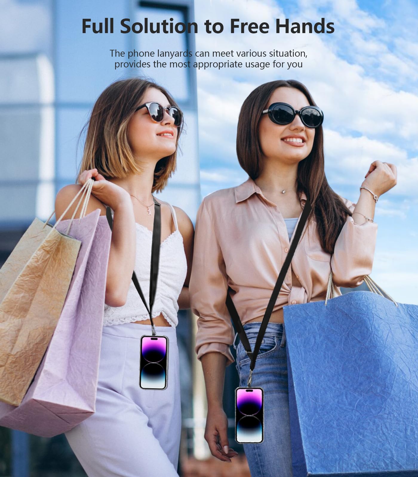 Universal Phone Lanyard for iPhone - Anti-Theft Hands-Free Crossbody Strap (2 Pack) for Travel & Shopping