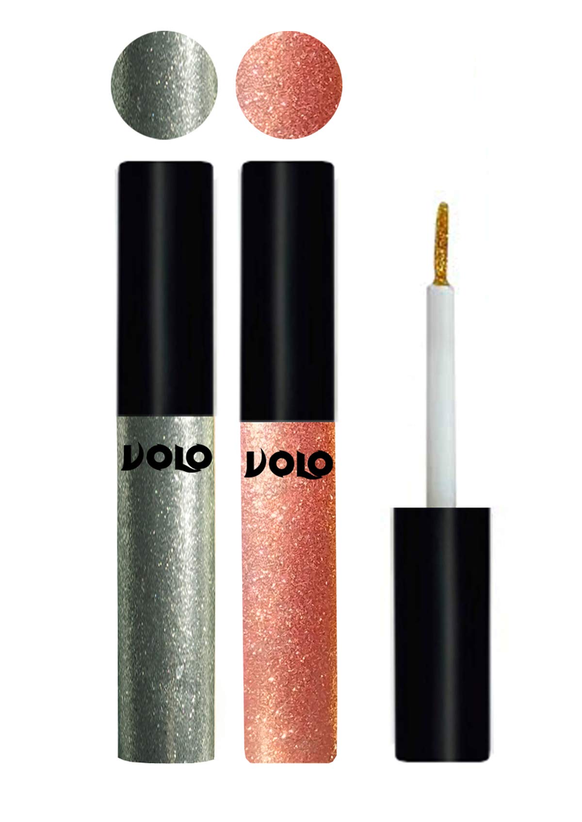 Volo Waterproof Glitter Eyeliner - Entick Silver & Rose Gold - Long Lasting Smudge Proof Makeup for Parties, Halloween, and Special Occasions