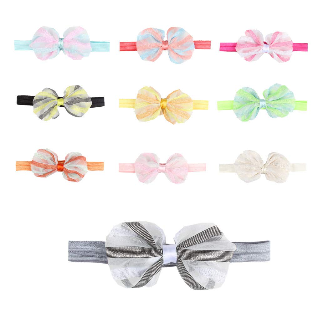 Baby Girls Bow Headbands Set - 6 Pack Cute Infant Toddler Hair Accessories for Newborn, Birthday, Photography & Party Outfits