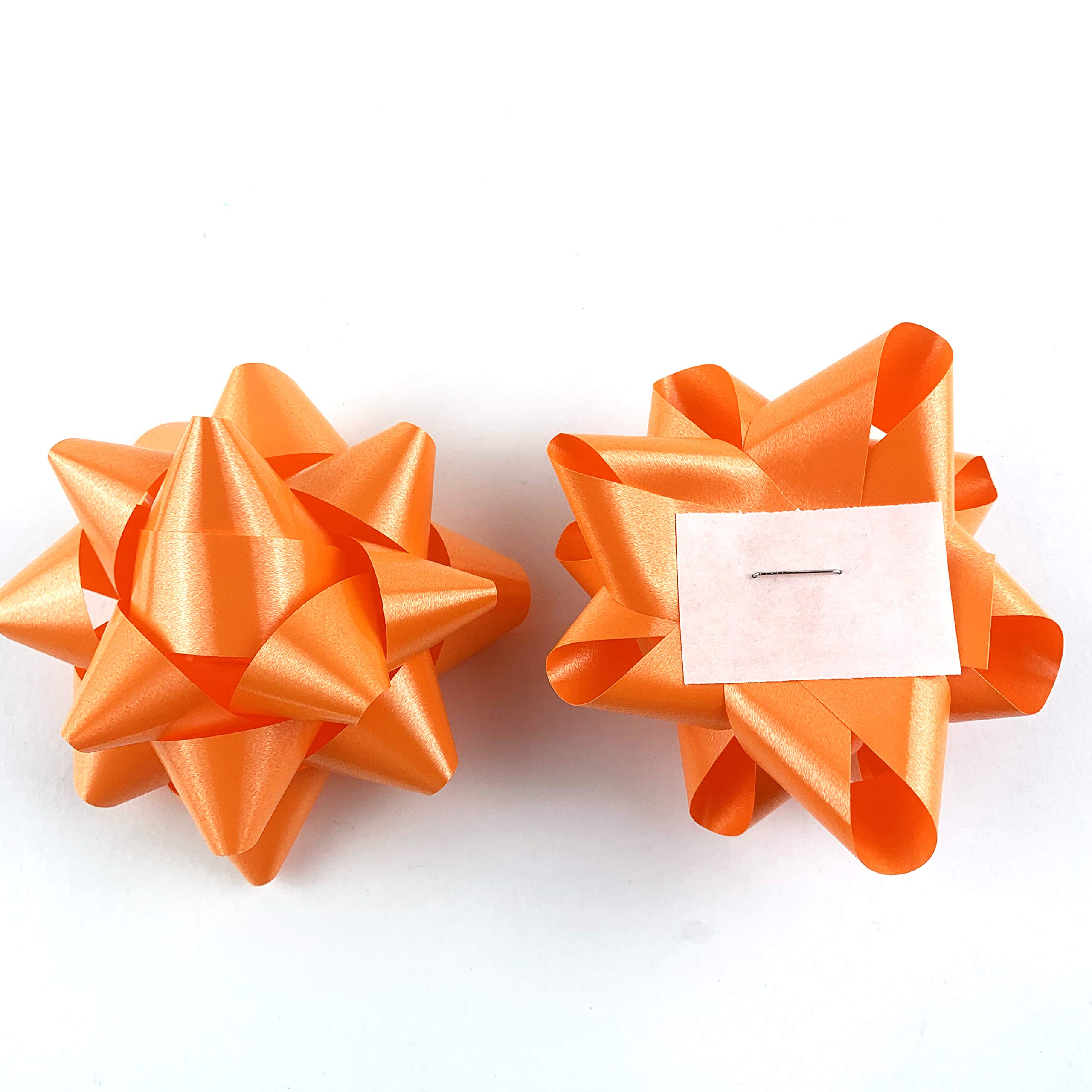 Orange Confetti Star Gift Bows for Christmas - 3.75 Inch Wrapping Bows (15 Pack) - Perfect for Holiday Presents, Party Decorations & Gift Wrapping