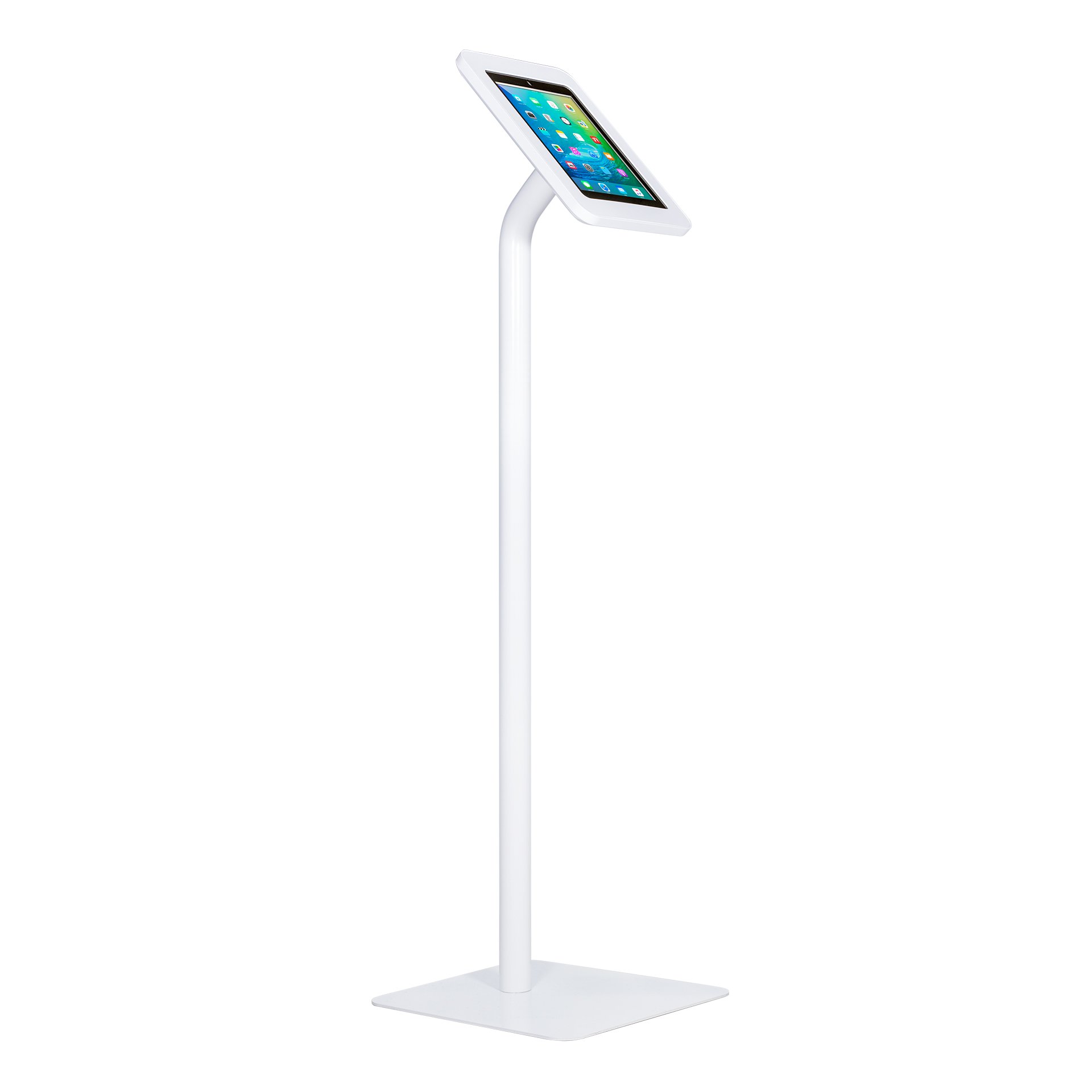The Joy Factory Elevate II iPad Floor Stand Kiosk - Adjustable Height & Secure Mount for iPad Pro/Air/Mini, White (KAA111W) | Perfect for Retail Stores, Restaurants & Interactive Displays