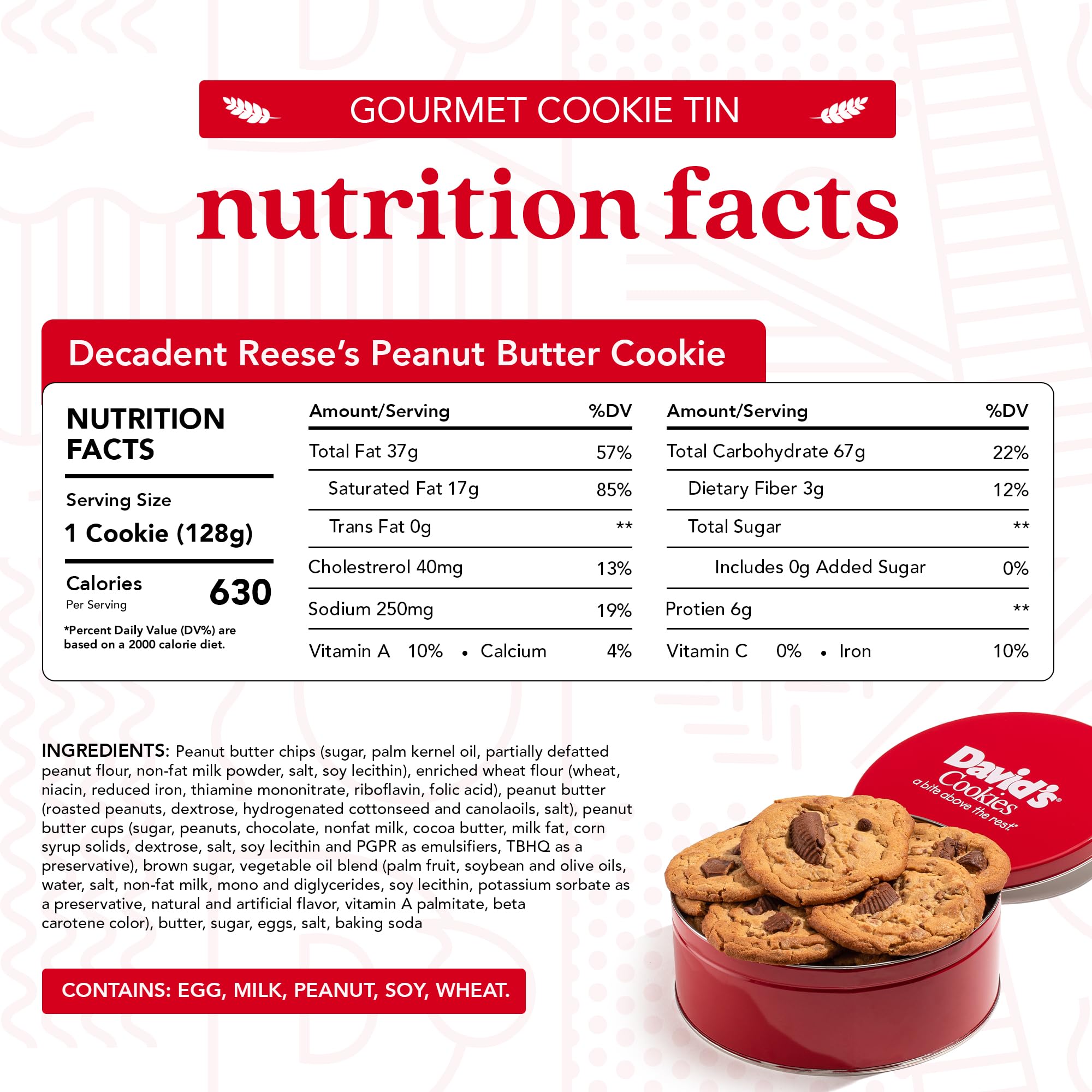 David's Cookies Peanut Butter Chunk Fresh-Baked All-Natural Cookie Gift Basket (2 lb, 8 Cookies) - No Preservatives, Large Decadent Peanut Butter Cookies - Perfect for Corporate Gifts, Birthdays, Father's Day, Mother's Day, Get Well & Special Occasions - Great for Office Treats, Holiday Parties & Family Gatherings
