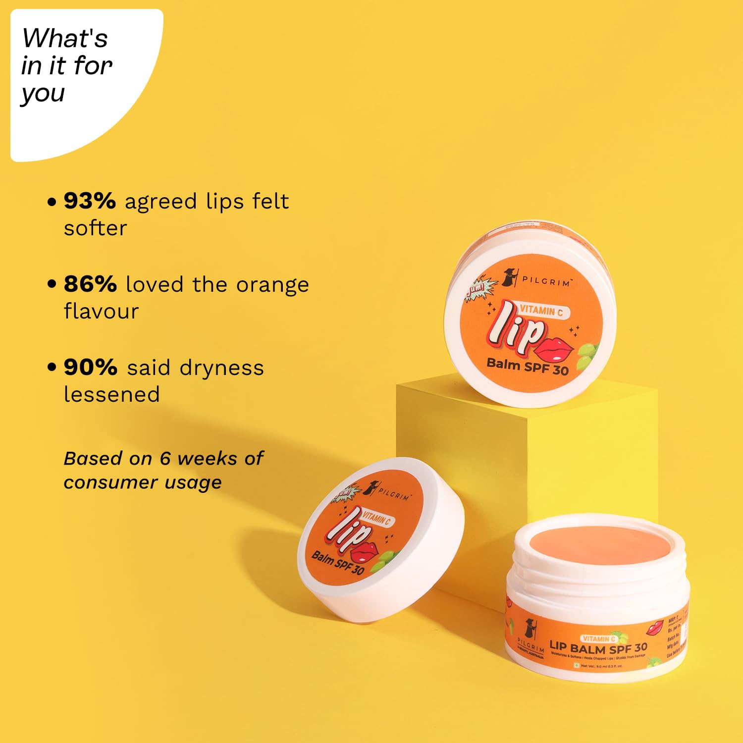 Pilgrim Vitamin C SPF 30 Lip Balm with Kakadu Plum & Shea Butter - Moisturizing & Soothing Treatment for Dry, Chapped Lips - Unisex Hydrating Lip Care (9g) | Perfect for Outdoor Activities, Daily Sun Protection & Winter Lip Care