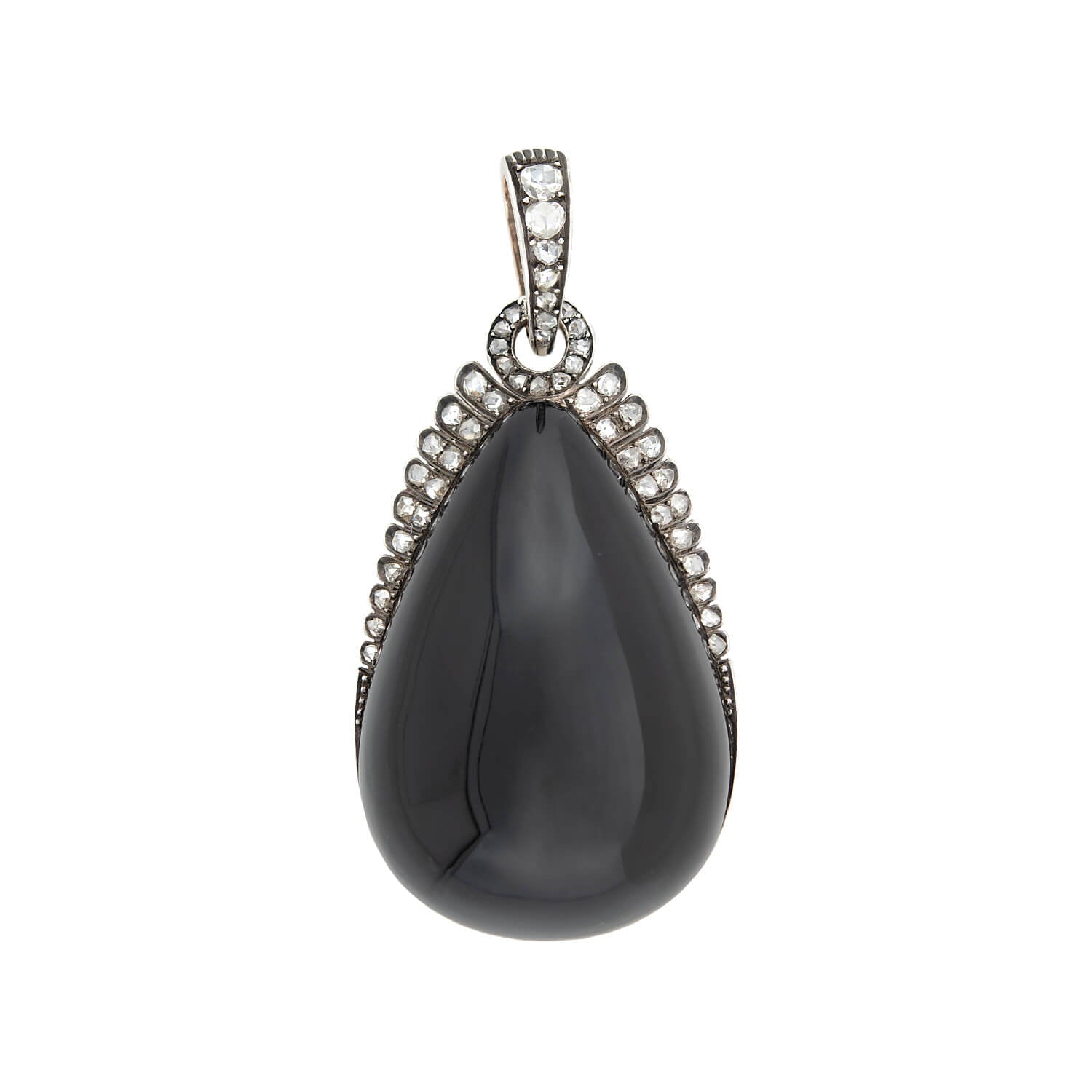18K Gold & Sterling Silver Victorian French Style Diamond Onyx Earrings and Locket Pendant Set - Elegant Day to Night Jewelry for Weddings, Parties & Special Occasions