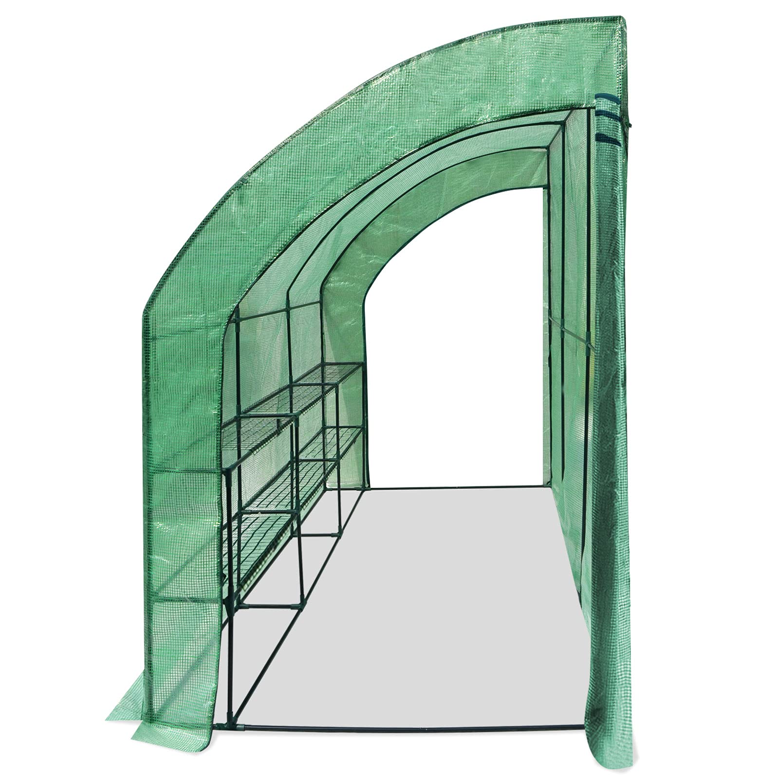 BenefitUSA Large Walk-in Wall Greenhouse 10x5x7 Feet with 3 Tiers & 6 Shelves - Durable Gardening Greenhouse for Outdoor Plants, Flowers & Vegetables (Green, 2 Doors) - Perfect for Backyard, Patio & Urban Gardening