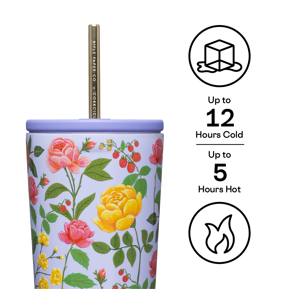 Rifle Paper Co. 16oz Insulated Stainless Steel Cold Cup - Floral Design Tumbler for Iced Coffee, Tea & Smoothies - Perfect for Home, Office & Travel Use