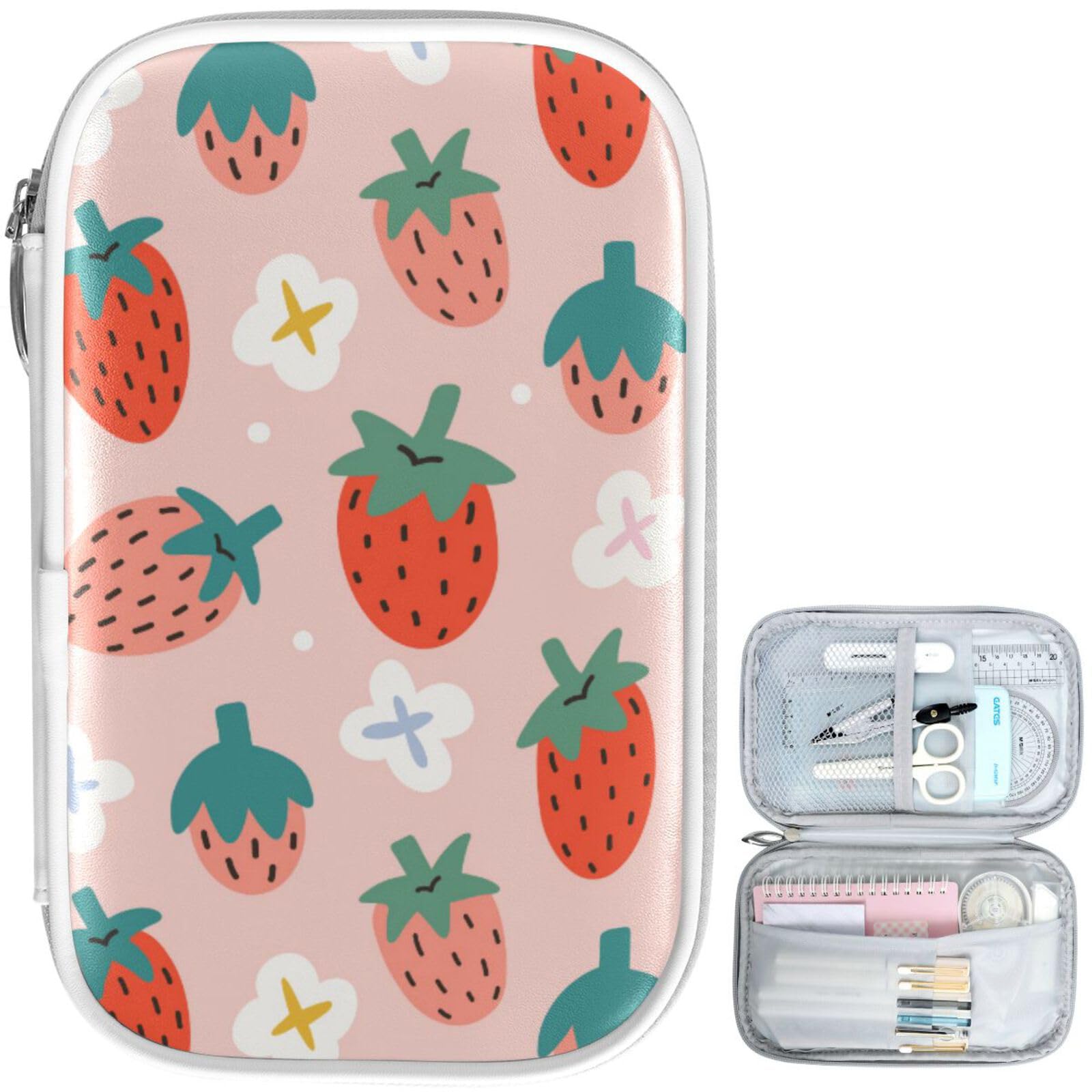 Cute Pink Marble Pencil Case - Zipper Pouch for School & Office Supplies