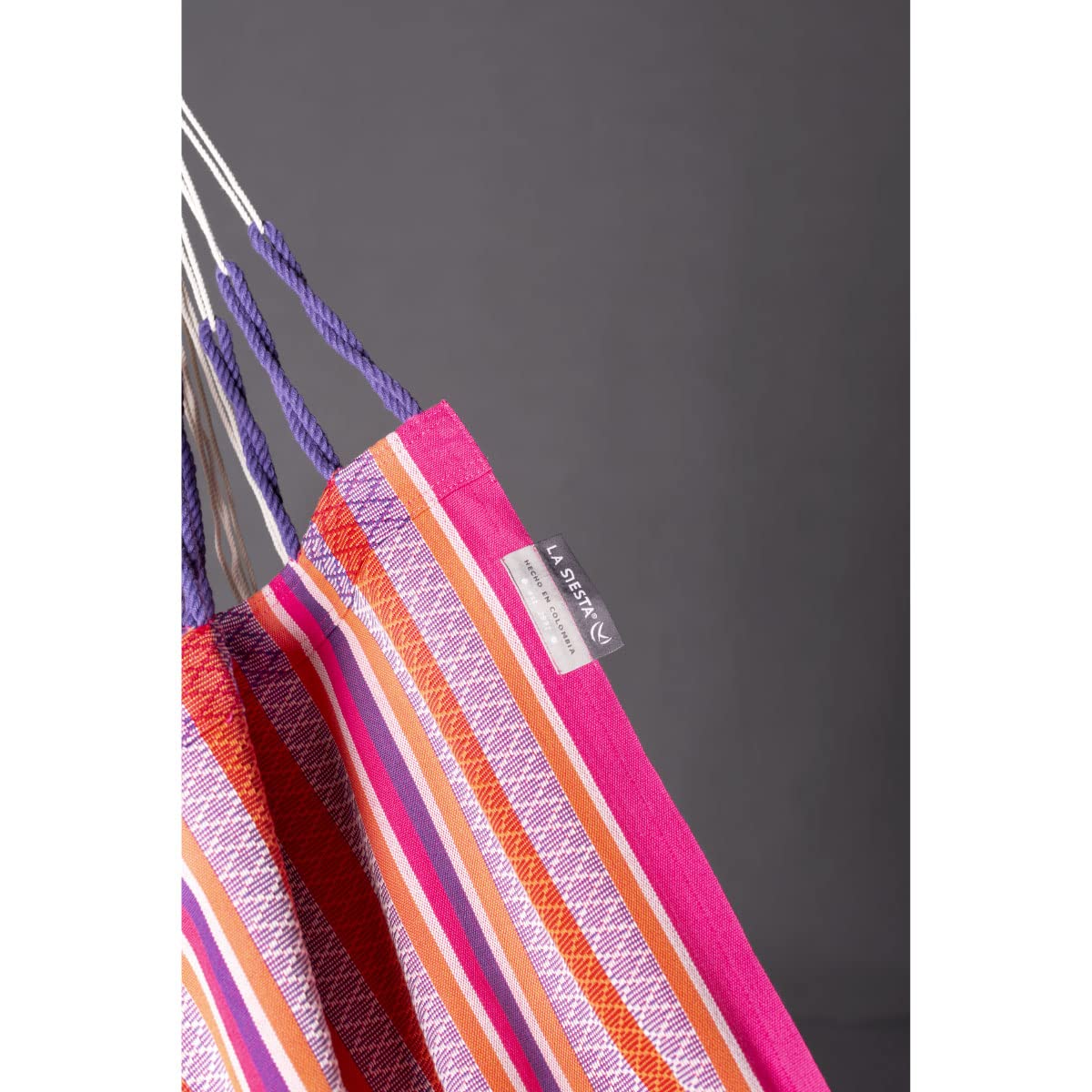 LA SIESTA - Extra Large Comfortable Cotton Hammock for Indoor & Outdoor Use - Heavy Duty Swing Chair Supports 285 lbs - Tropical Flamingo Design - Perfect for Backyard, Patio, Beach and Camping Relaxation