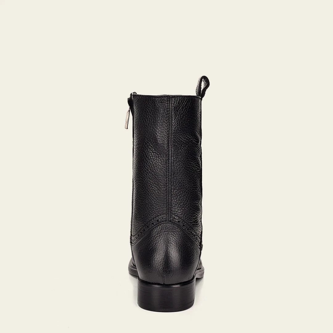 Franco Cuadra Men's Black Leather Ankle Boots with Zip - Stylish Casual Dress Boots for Everyday Wear & Outdoor Activities