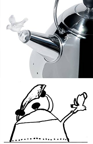 Alessi 9093 Stainless Steel Kettle with White Handle - Elegant Tea & Coffee Boiler for Home & Office Use