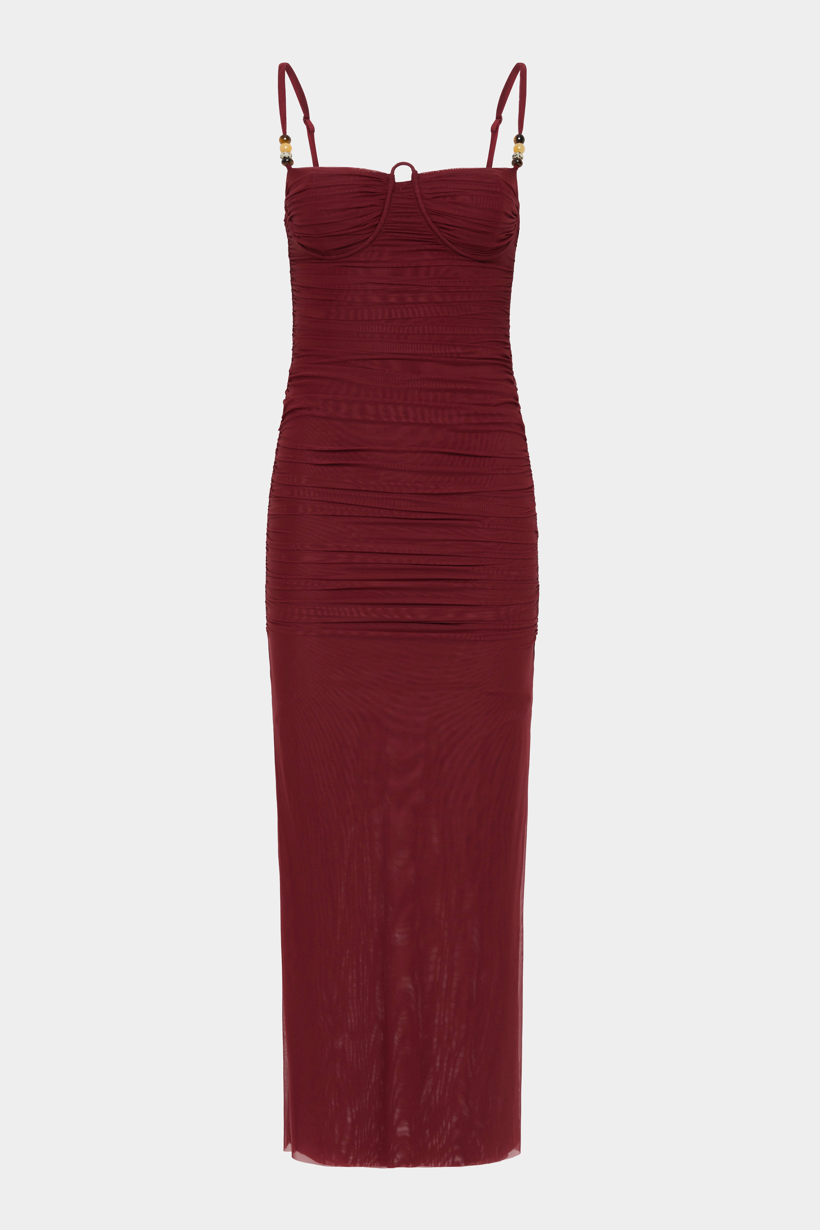 Jacques Beaded Midi Dress for Women - Elegant Floral Embroidery Party & Evening Gown - Perfect for Weddings, Cocktails, and Special Occasions
