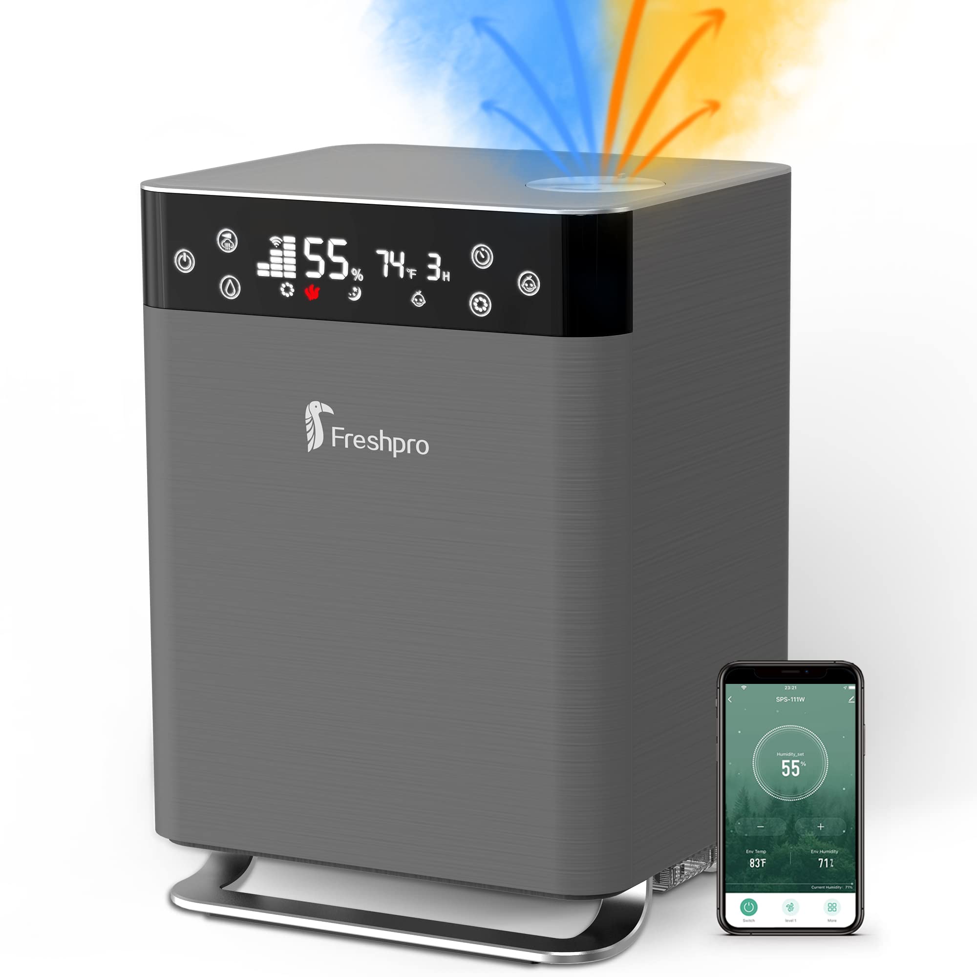 4.5L Smart WiFi Humidifier for Large Bedroom & Home - Top Fill Warm & Cool Mist with Custom Humidity, Essential Oil Diffuser, Ultra Quiet Sleep Mode & Timer - Perfect for Dry Air Relief & Better Sleep