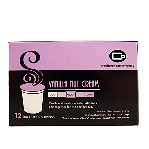 Vanilla Nut Cream Single Serve Coffee Pods | 12 Count | 100% Specialty Arabica Coffee | Gourmet Flavored Coffee Capsules | Perfect for Keurig Machines, Office Break Rooms & Cozy Mornings at Home