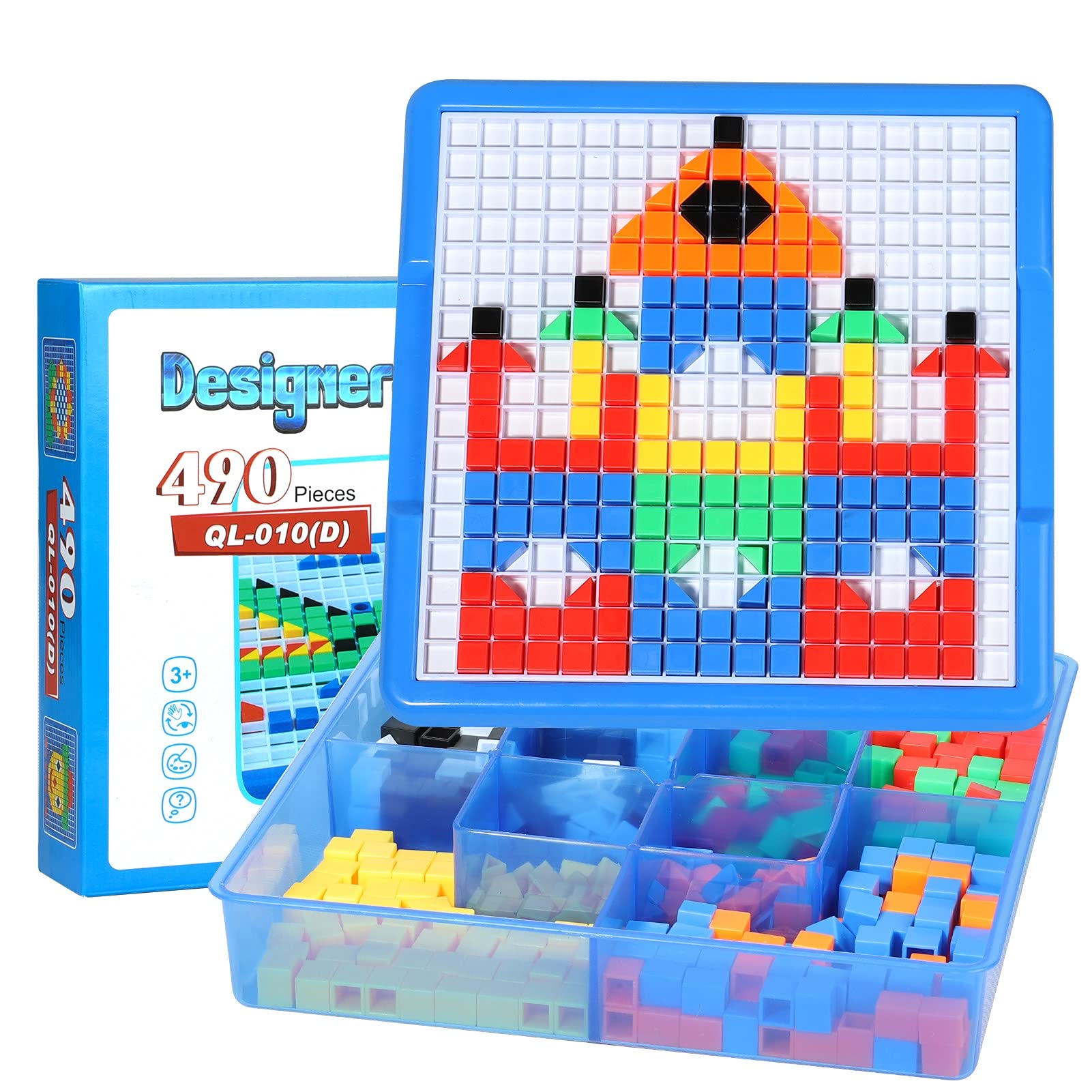 ZOZOPLAY 490Pcs Kids Mosaic Puzzle Building Blocks - STEM Educational Toys with 6 Assembly Drawings for Boys & Girls Ages 4+ (Small Cube) - Perfect for Creative Play, Birthday Gifts & Classroom Learning Activities