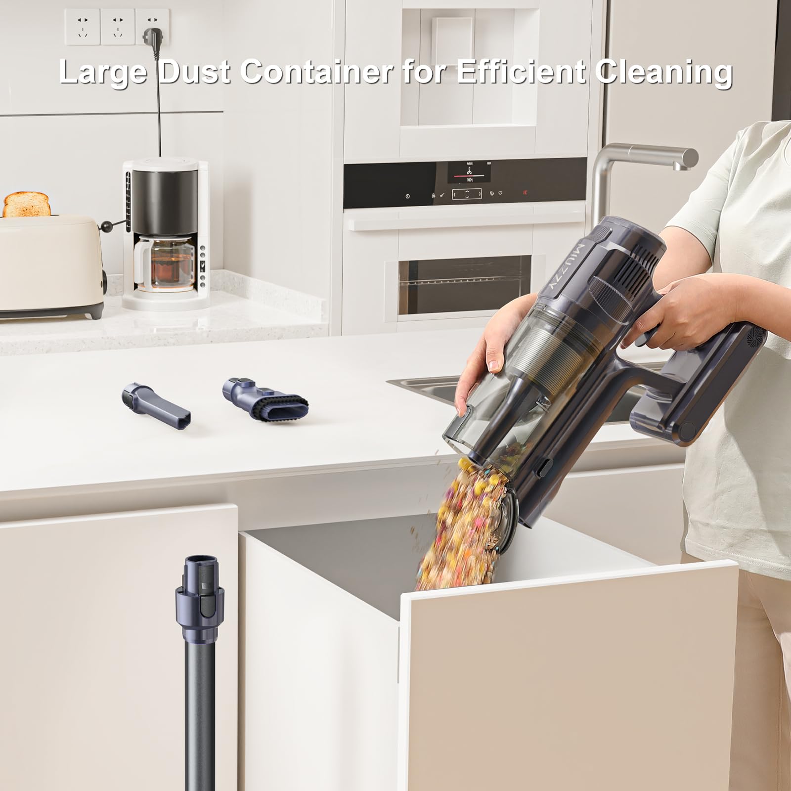 M242 Cordless Stick Vacuum Cleaner with Brushless Motor - 50 Min Runtime, 25Kpa Powerful Suction for Pet Hair - LED Display for Hard Floors & Carpets - Lightweight Home Cleaning for Pets, Furniture & Stairs