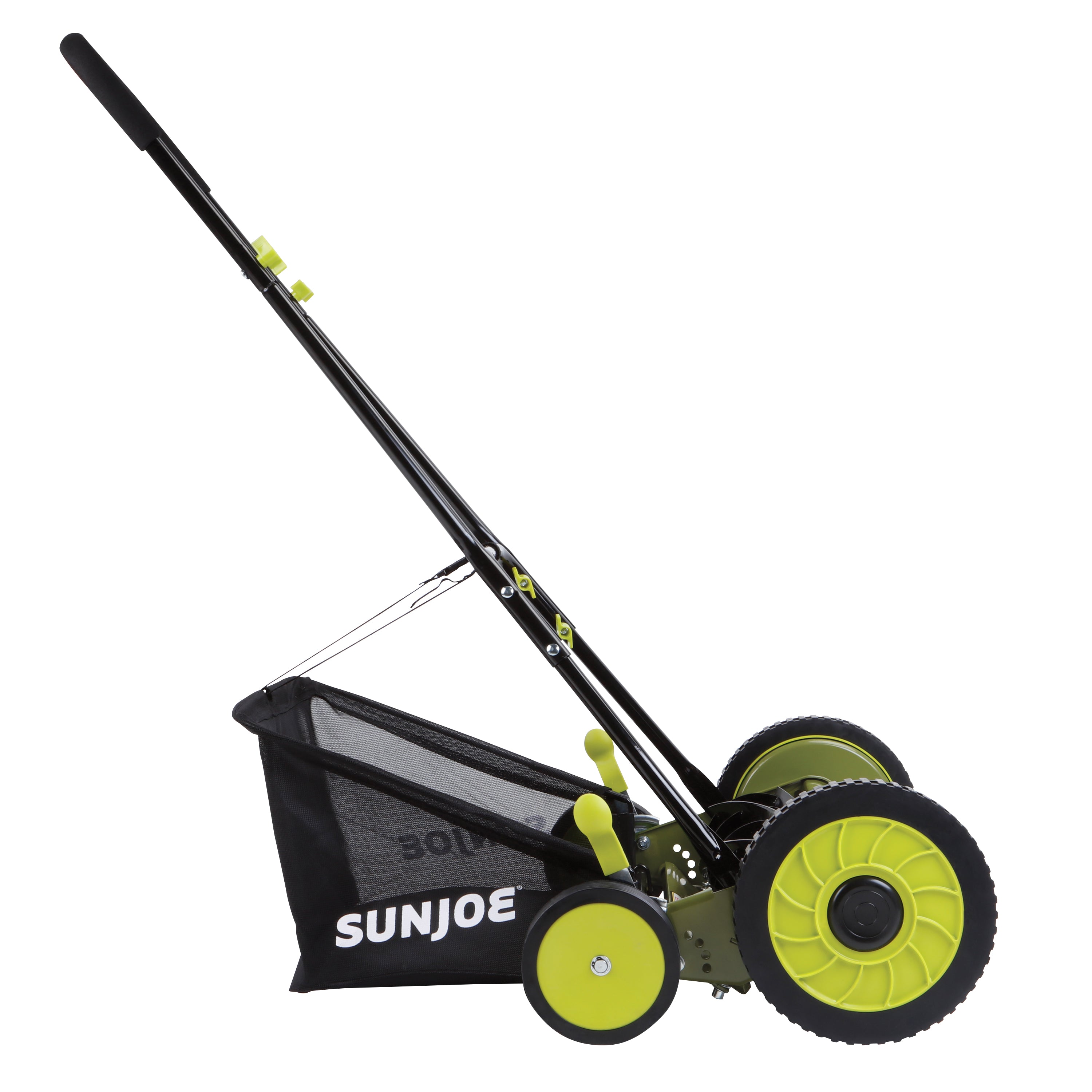 Sun Joe MJ501M 18-Inch Manual Push Reel Lawn Mower with Grass Catcher | 9 Cutting Height Adjustments | Eco-Friendly & Quiet Operation for Small to Medium Yards, Patios & Eco-Conscious Landscaping