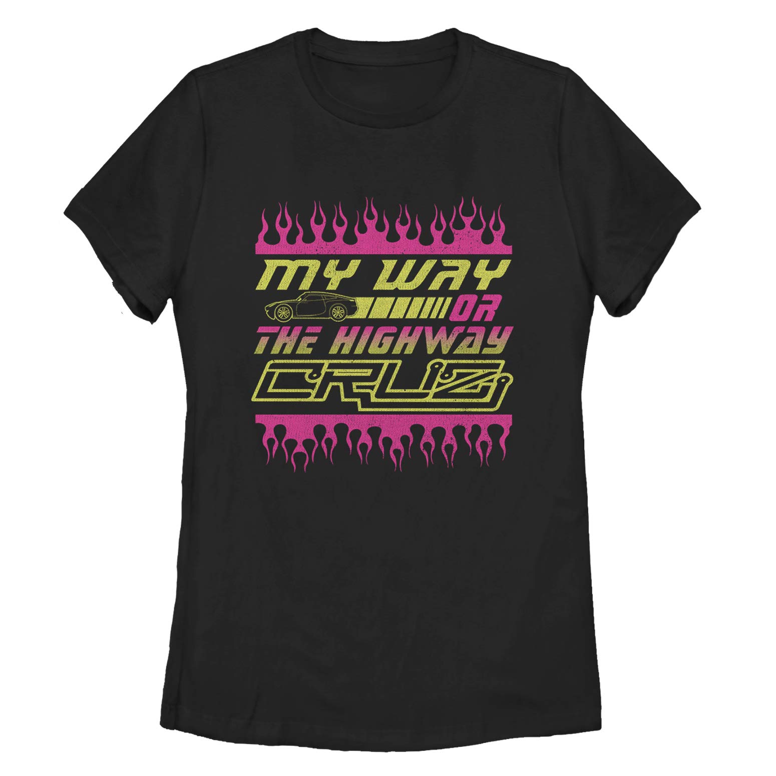 Fifth Sun Women's Cars My Way or Highway Graphic T-Shirt - Casual Vintage Tee for Road Trips, Car Enthusiasts & Everyday Wear