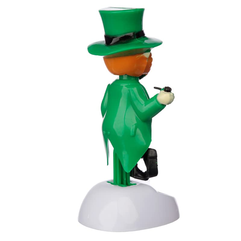 Solar Powered Leprechaun Animated Toy Car Decor - Fun Novelty Gift for Kids, Girls, Office & Car Decoration - 12cm Height - Perfect for St. Patrick's Day, Birthday Gifts & Desk Ornaments