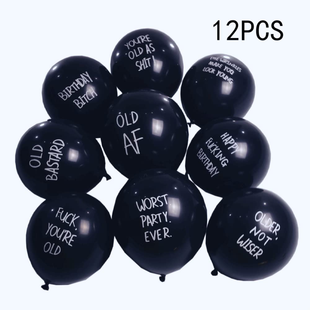 12-Pack Funny Insult Party Balloons with 9 Hilarious Phrases - Perfect for Men's Birthday Parties & Bachelorette Decorations | Great for Roasts, Gag Gifts & Adult Humor Events