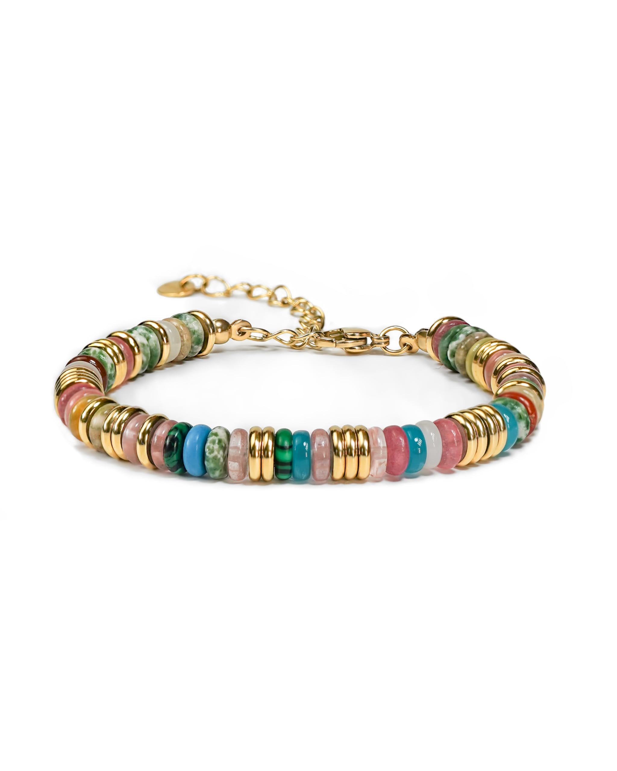 Vibrant Gold Rainbow Bracelets for Women - Stackable Beaded Stone Bangles Set, Trendy Fashion Jewelry Gift for Her | Perfect for Layering, Everyday Wear & Special Occasions