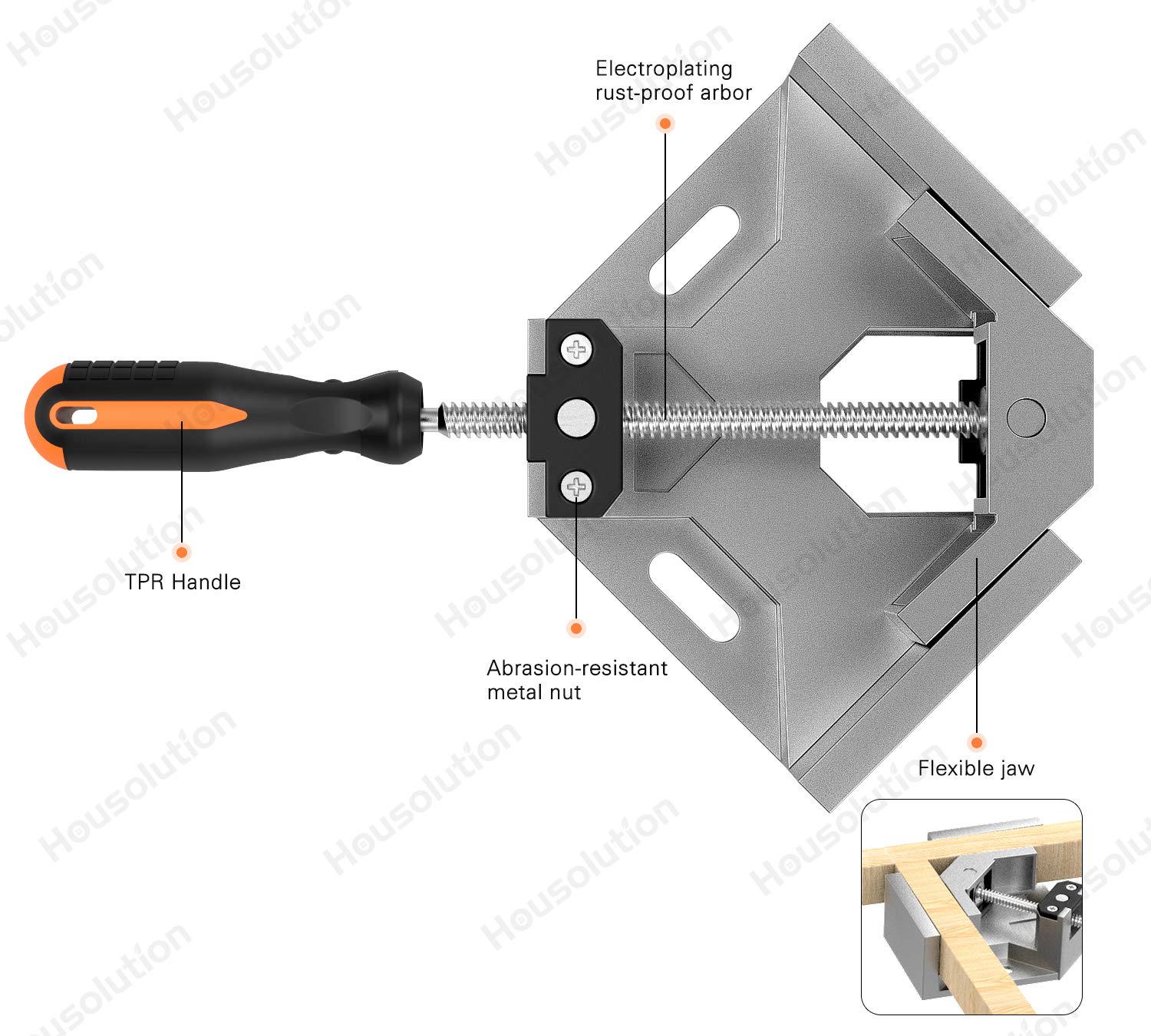 Housolution 2-Pack 90° Right Angle Clamp - Aluminum Alloy Woodworking Corner Clamp with Adjustable Swing Jaw for Photo Frames, Cabinets & DIY Projects - Silver Gray (Perfect for Woodworking, Carpentry & Home Improvement)