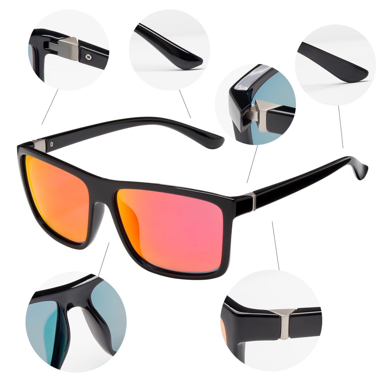 NIEEPA Polarized Sports Sunglasses for Men - UV Protection, Square Frame, Lightweight & Durable (NP1007) - Perfect for Running, Cycling & Outdoor Activities