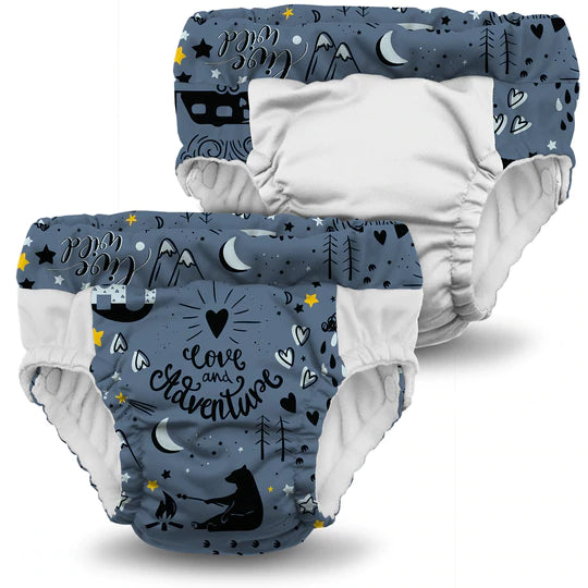 Lil Learnerz Training Pants by Kanga Care - 2 Pack Reusable Cloth Diapers for Toddlers | Soft & Absorbent for Daytime Potty Training | Perfect for Home, Daycare & Travel Use