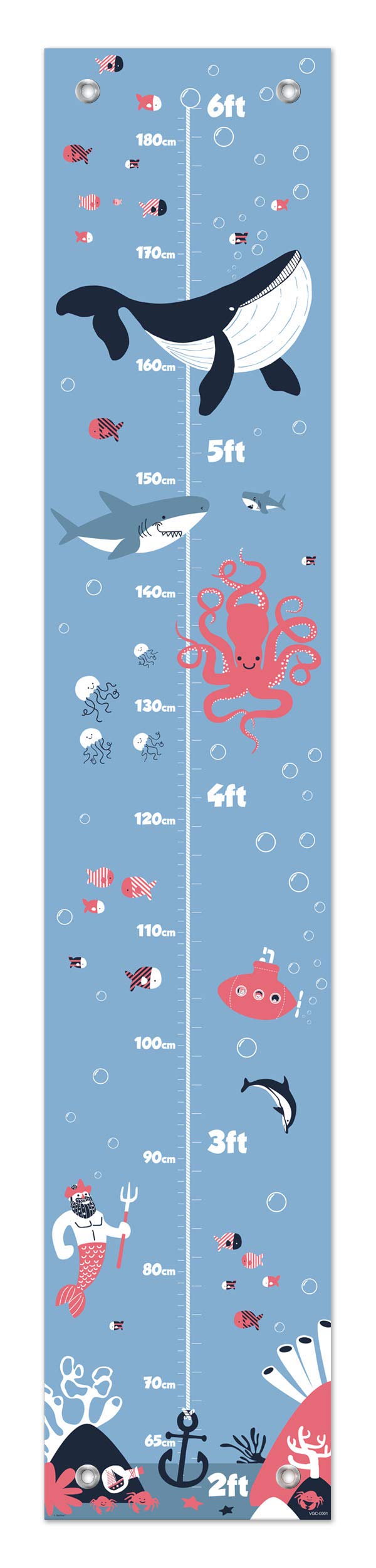 Whale Growth Chart for Kids - Nautical Nursery Decor & Height Tracker for Playrooms
