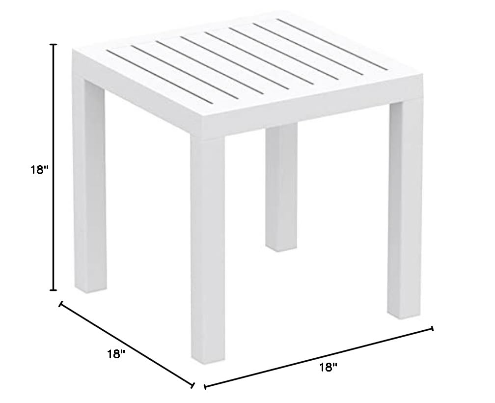 White 2-Piece Square Resin Patio Side Table Set by Home Square - Perfect for Outdoor Lounging, Poolside Relaxation & Garden Decor