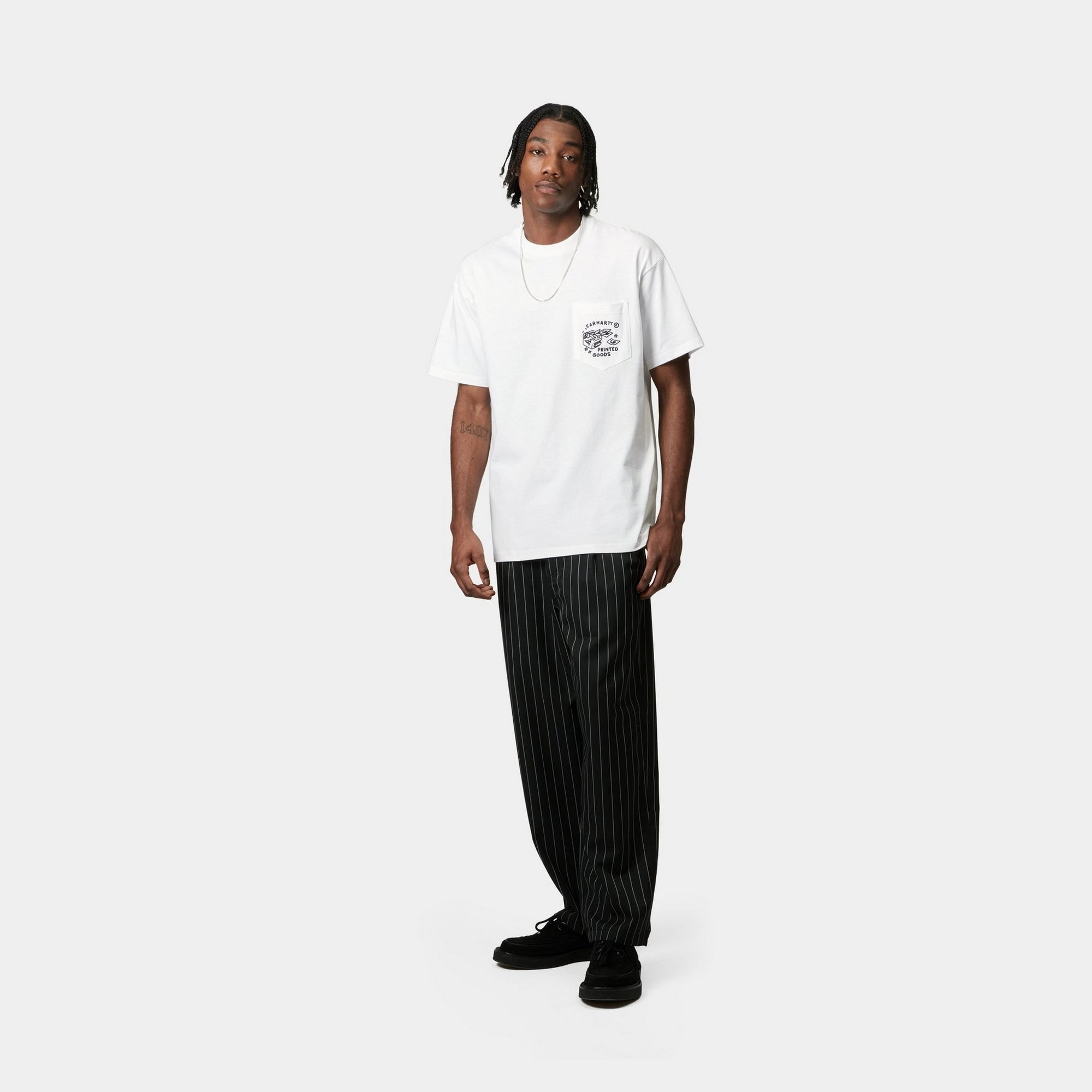 Fragments Pocket T-Shirt for Men - Comfortable Cotton Tee in White & Black | Casual Wear, Street Style, Everyday Outfits