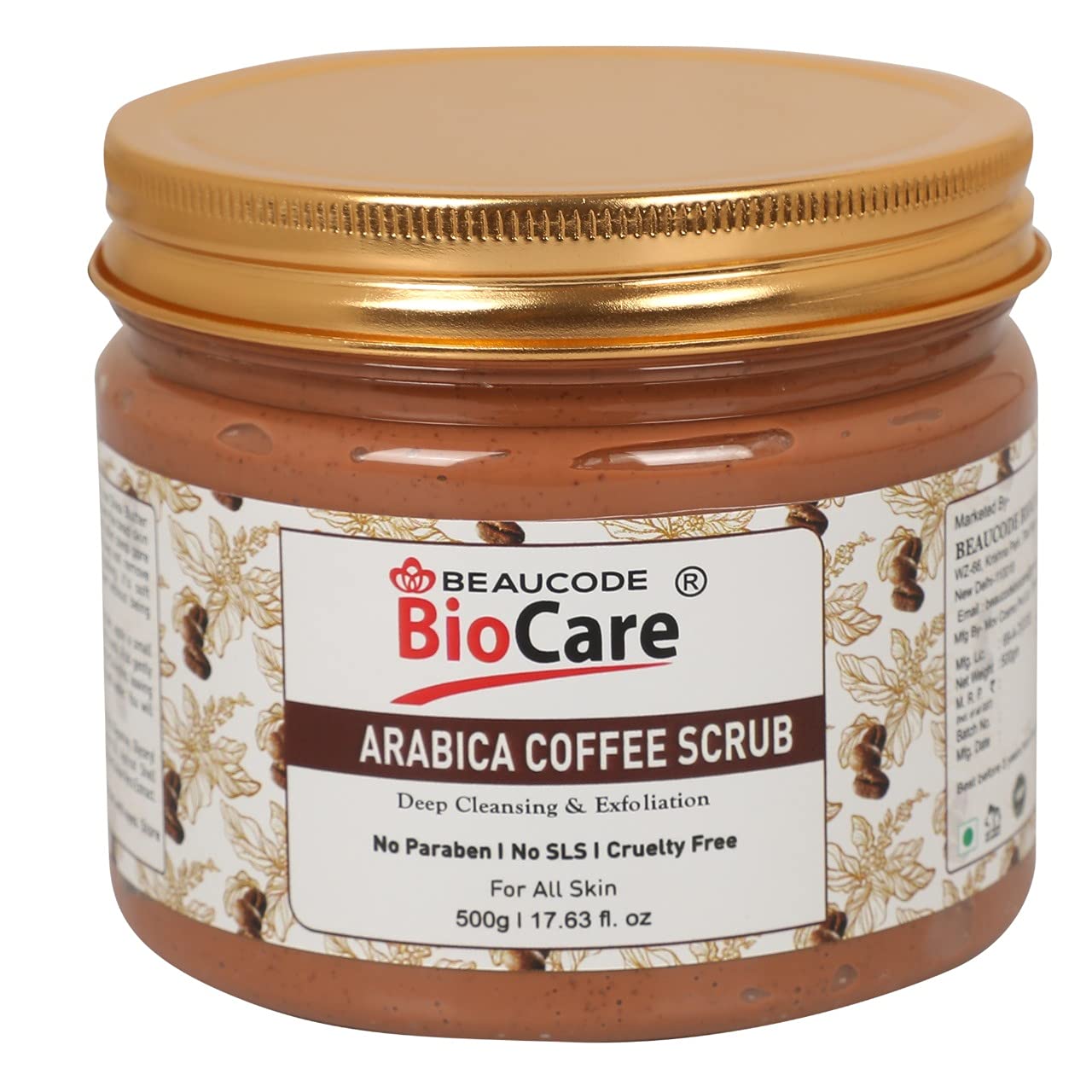 Beaucode BioCare Arabica Coffee Face Scrub - 500g Natural Exfoliator for Women & Men | Paraben-Free, SLS-Free, Sulfate-Free & Cruelty-Free | Gentle for All Skin Types | Brightening & Anti-Aging | Perfect for Daily Skincare Routine & Spa Treatment
