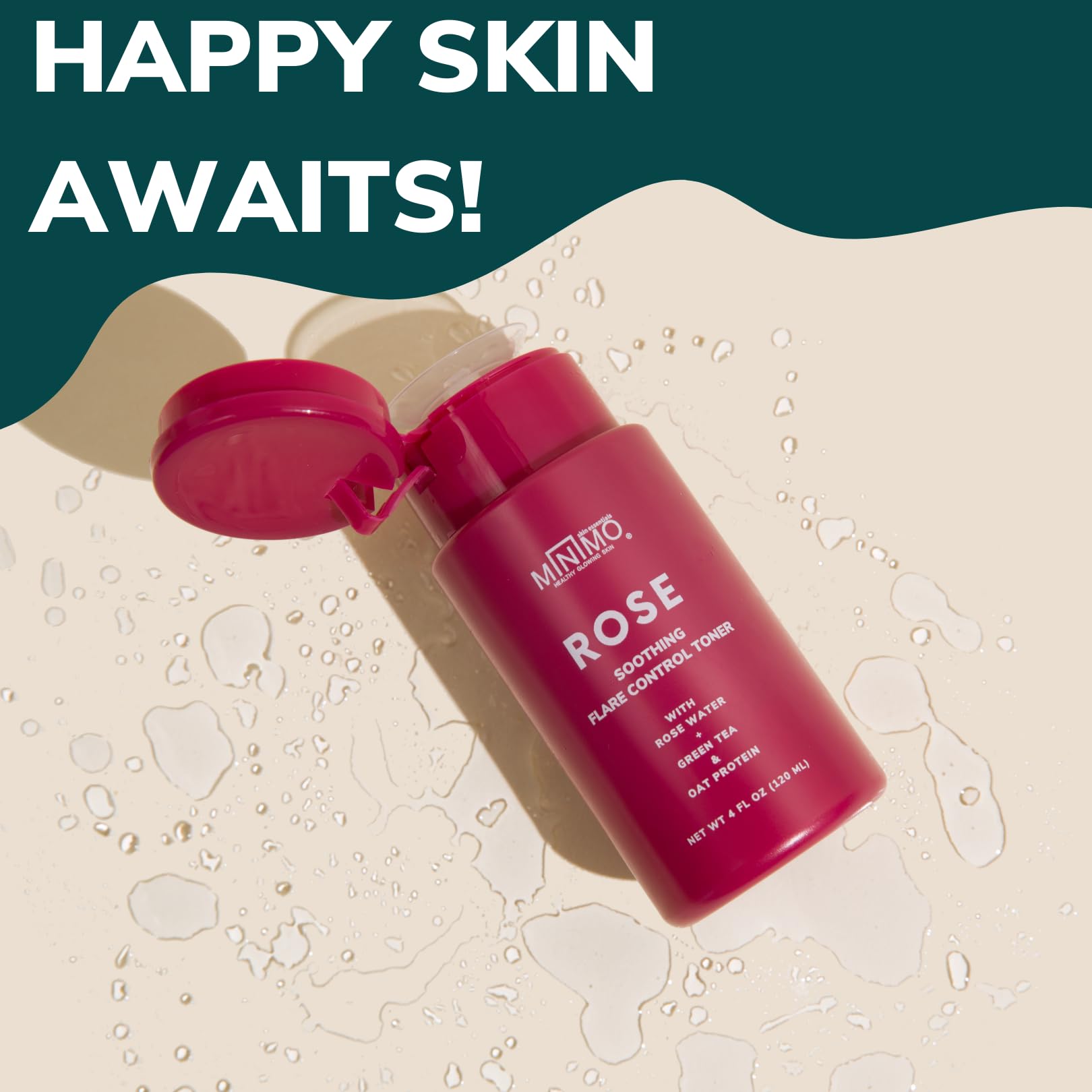 Minimo Rose Soothing Flare Control Toner for Face - Hydrating & Calming Facial Toner for Sensitive Skin | Perfect for Post-Cleansing & Before Moisturizing
